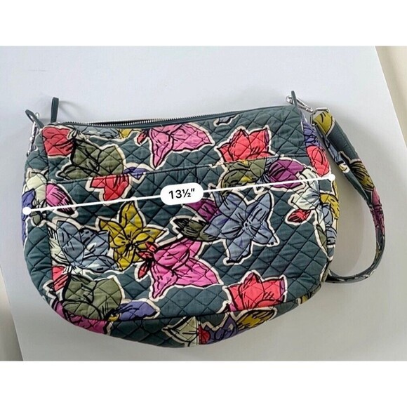 Vera Bradley Carson Shoulder Bag Crossbody Signature Cotton, Falling Flowers - Picture 6 of 13